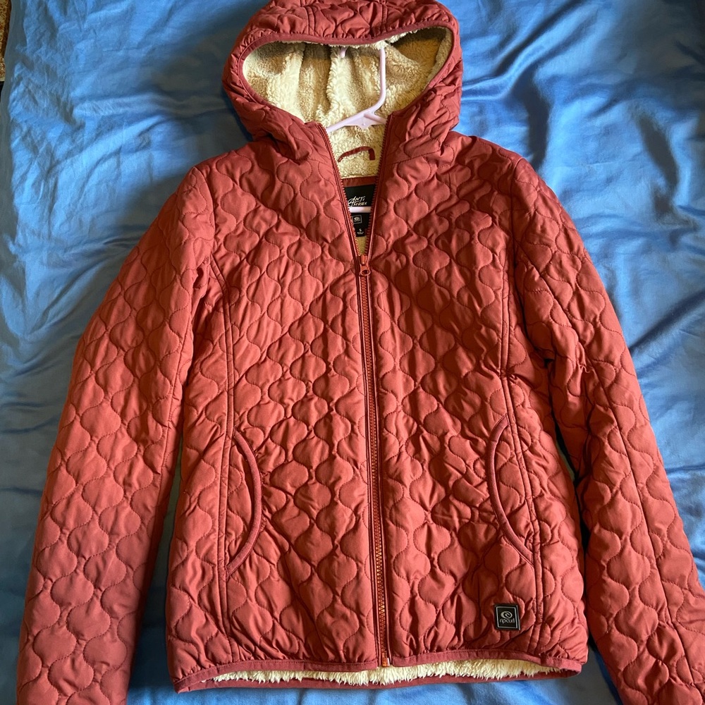 Red Rip Curl Puffer Jacket